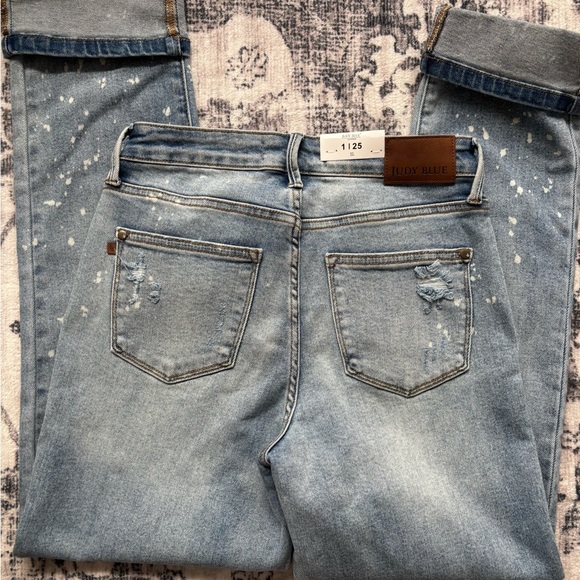 Judy Blue Light Blue Splatter Boyfriend Jeans - Picture 6 of 9